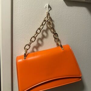 Orange Chain Strap Women's Bag
